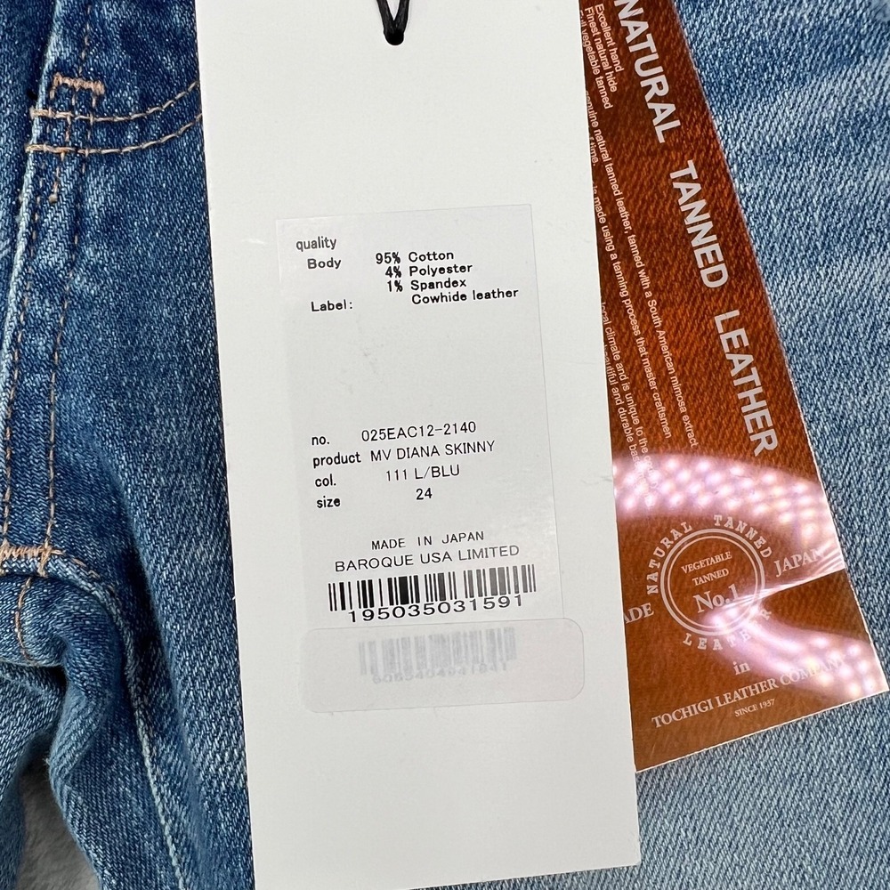 Moussy Vintage Jeans Women 24 Blue Diana Skinny Low Rise Made in Japan Denim New - Picture 7 of 16